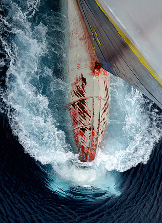 Explorer with bow pressure wave.