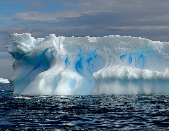Close up of free floating ice berg.