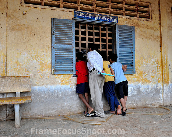 Peeking in a class room.